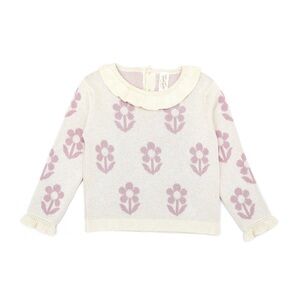 Tun Tun Charming Cream and Pink Floral Baby Sweater NWT
